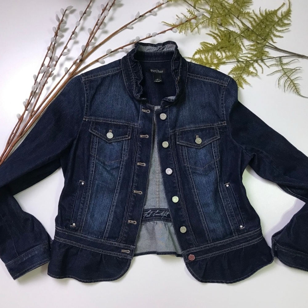 White House Black Market Dark Blue Jean Jacket
